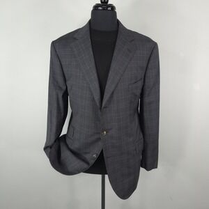 Kashiyama Blazer Mens 43 Gray Check Loro Piana Zelander Suit Jacket 3 Button